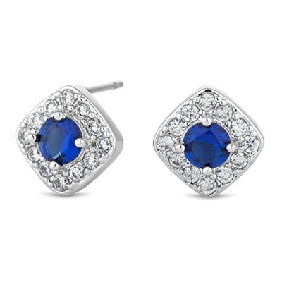 Blue cubic zirconia pave stud earring